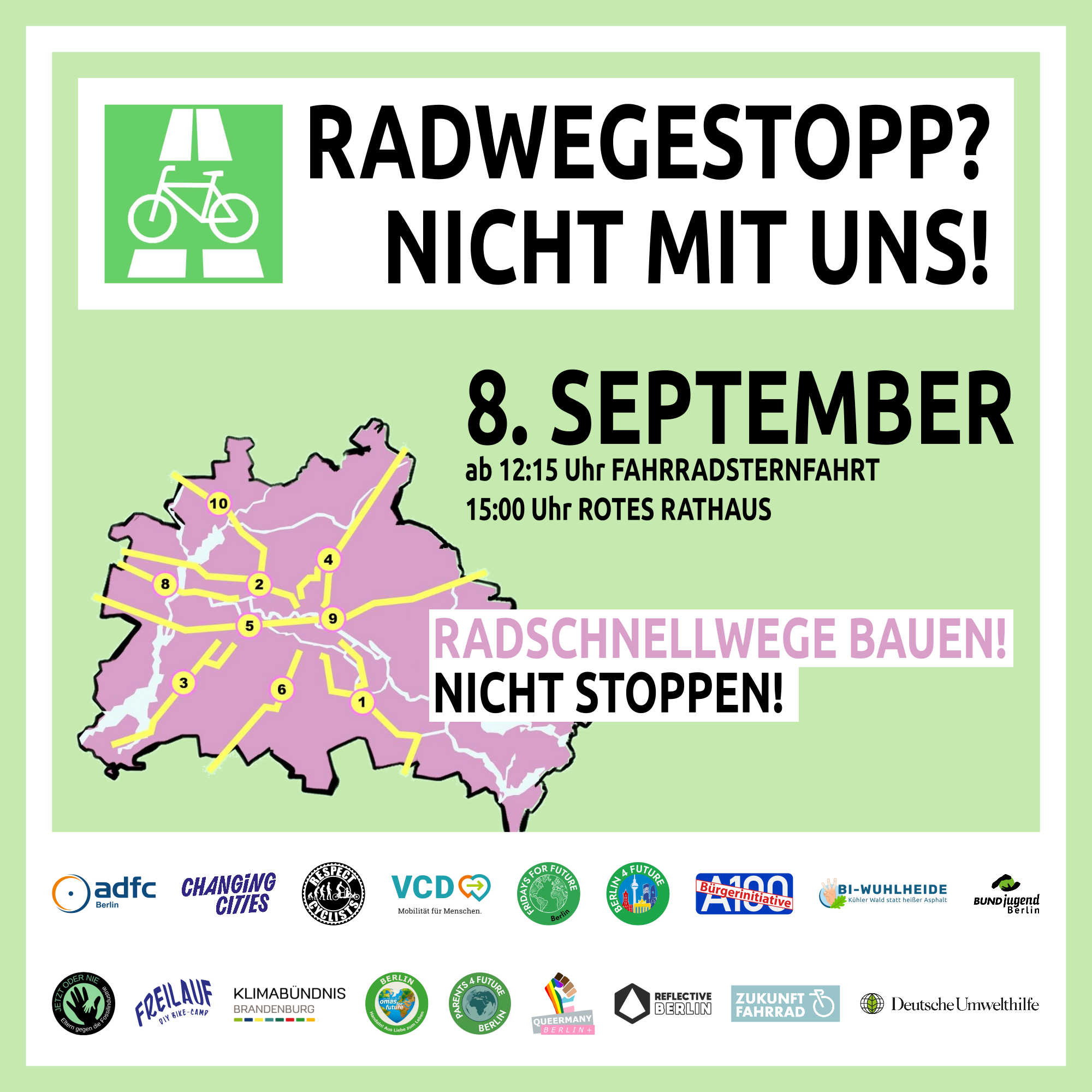 RADWEGESTOPP? NICHT MIT UNS am 8.9.2024